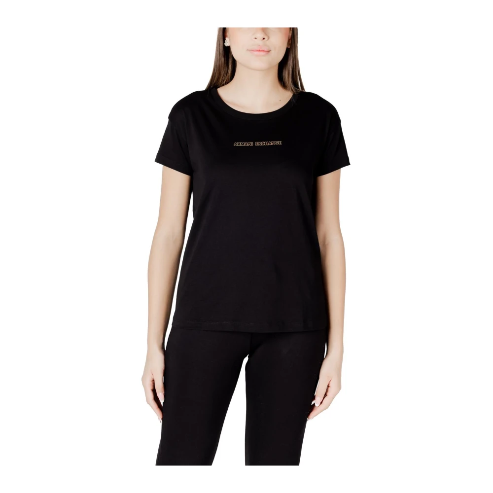Armani Exchange Donna Nero T-Shirt Girocollo A Maniche Corte