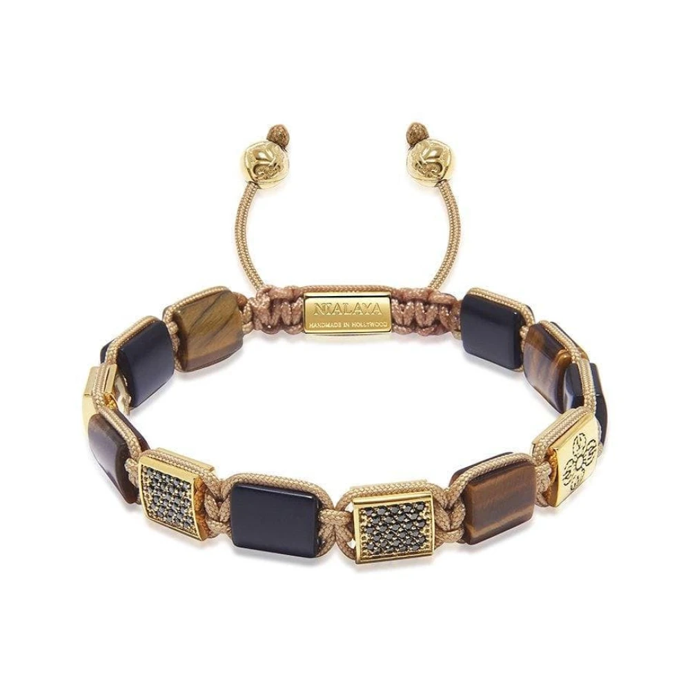 Nialaya Men's Onyx/Brown The Dorje Flatbead Collection - Matte And Tiger Eye