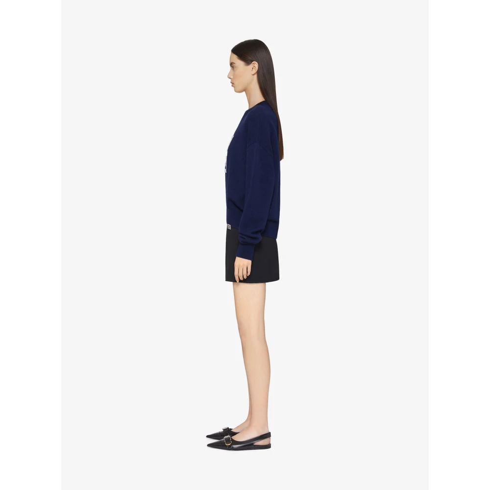 Givenchy Blauwe Trui met 4G Embleem Blue Dames