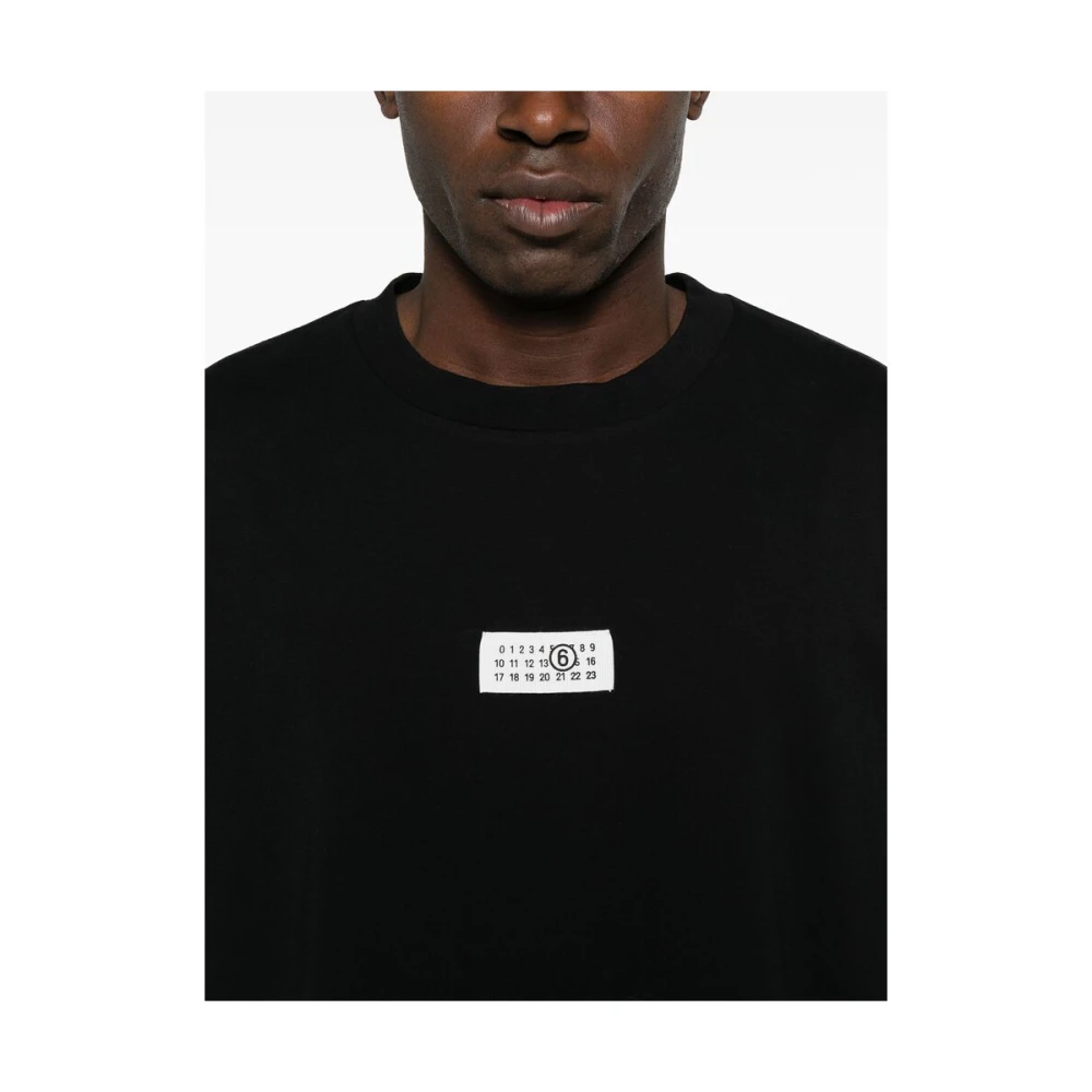 MM6 Maison Margiela Zwart Handtekening Logo Ronde Hals T-shirt Black Heren