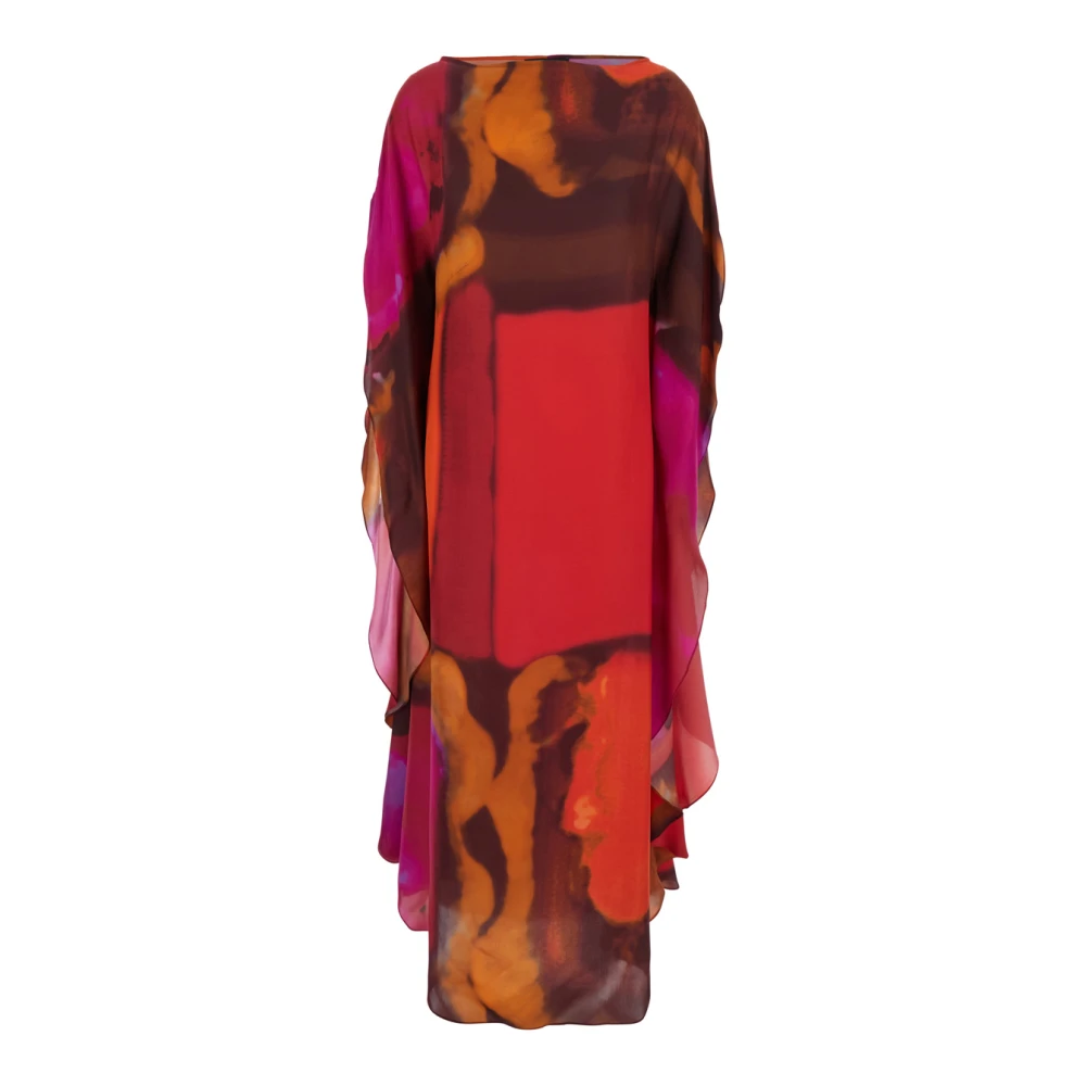 Gianluca Capannolo Multicolor Zijden Lange Jurk Boothals Multicolor Dames