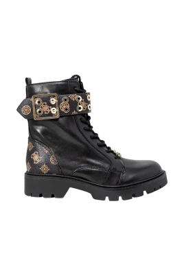 Svarta Läder Combat Boots Snygg Design