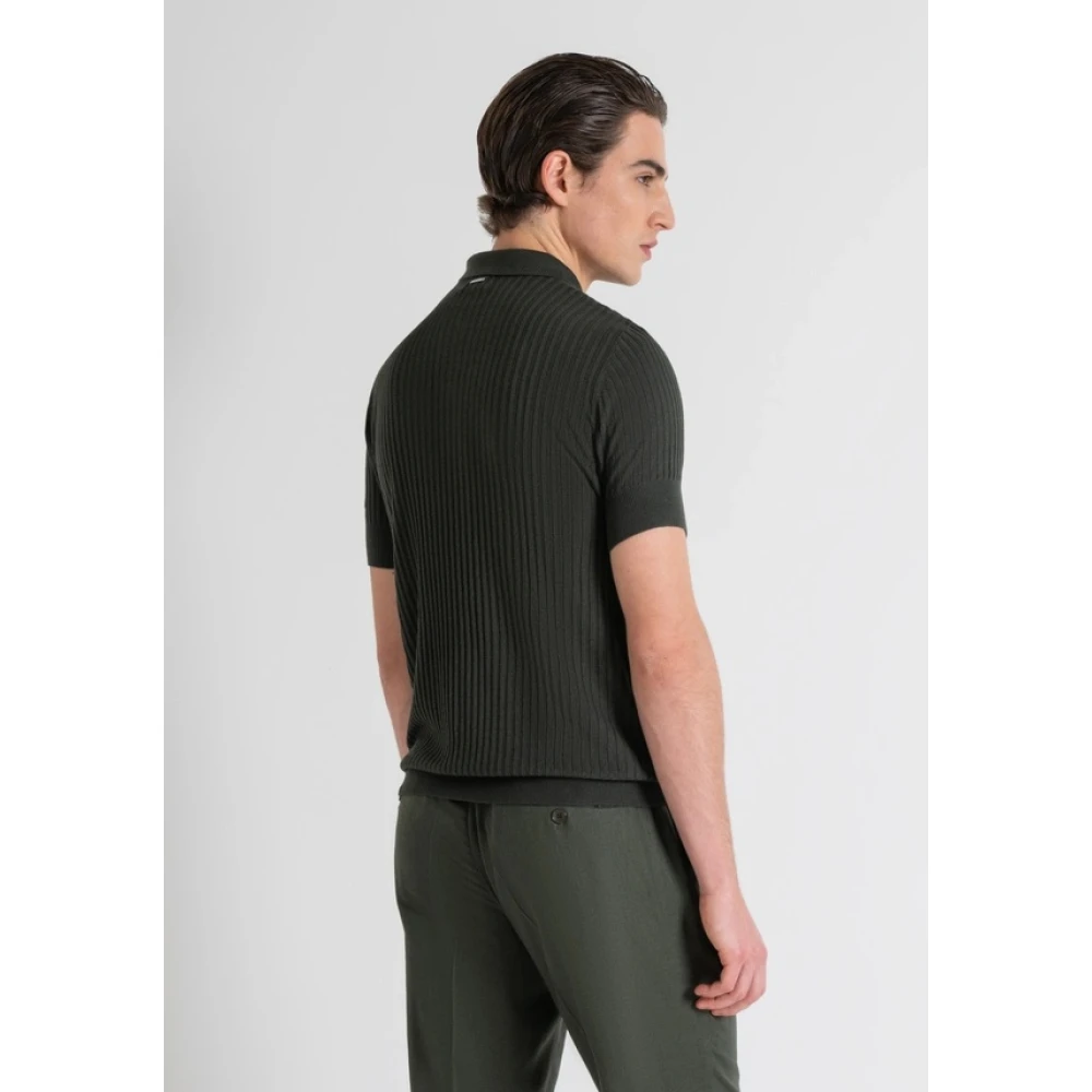 Antony Morato Slim Fit Viscose Blend Polo Sweater Green Heren