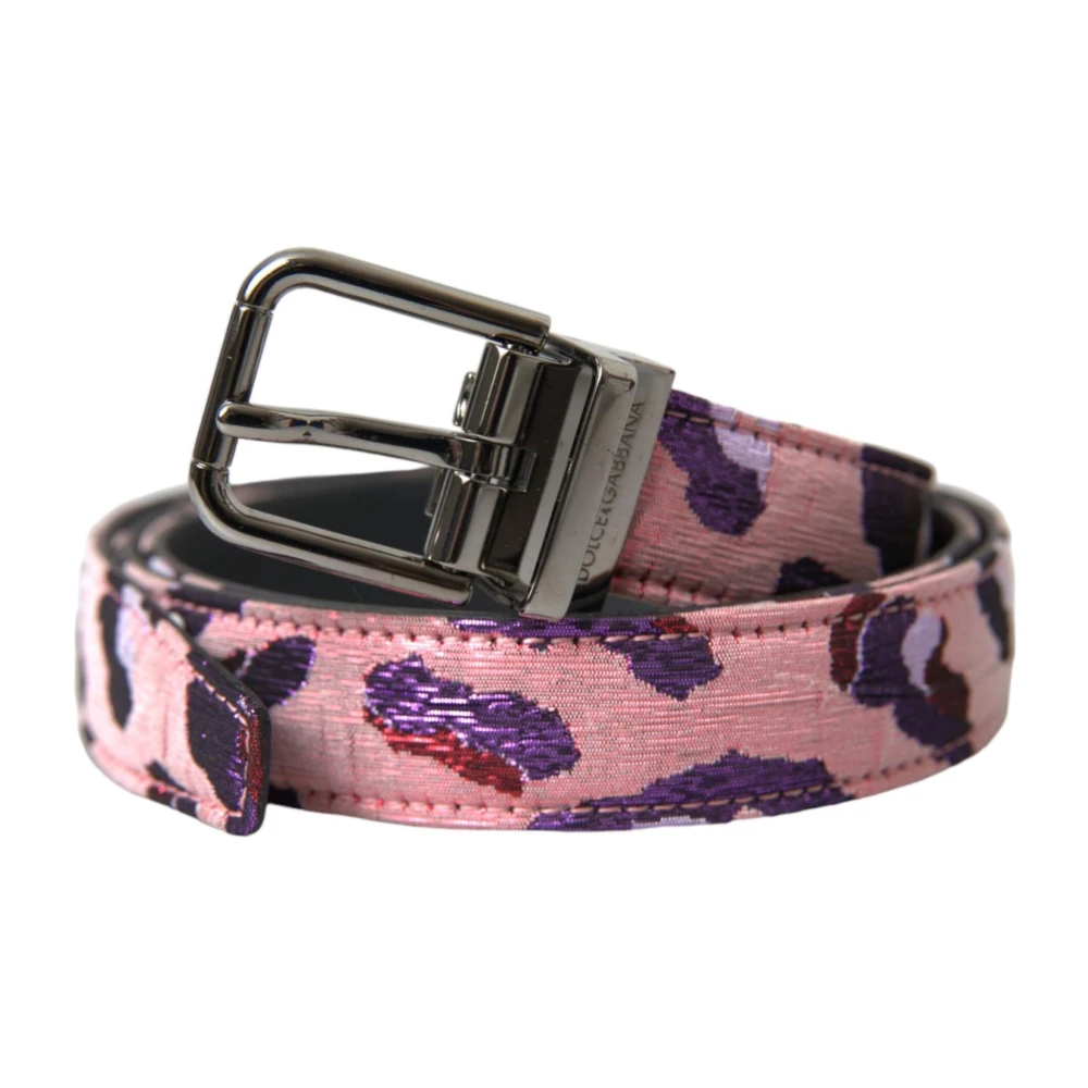 Dolce & Gabbana Multicolor Jacquard Leren Riem Multicolor Heren