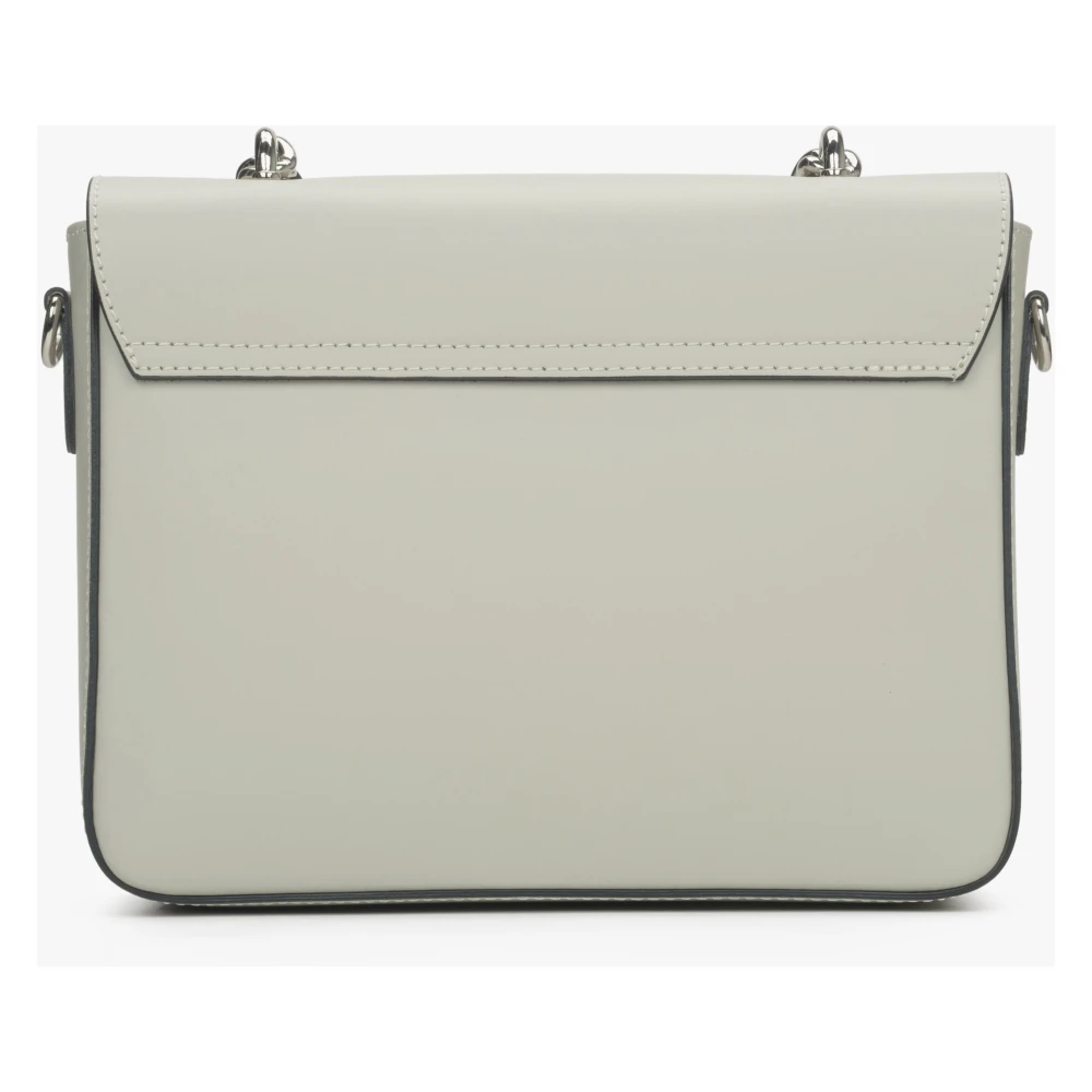 Estro Dames Licht Beige Ketting Schouderriem Schoudertas gemaakt van Premium Italiaans Leer Er00115034 Beige Dames