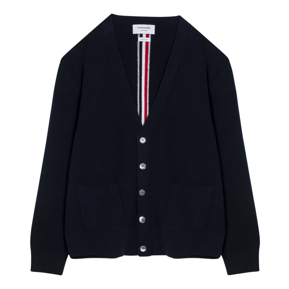 Thom Browne Korte Cardigan Sweater Blue Heren