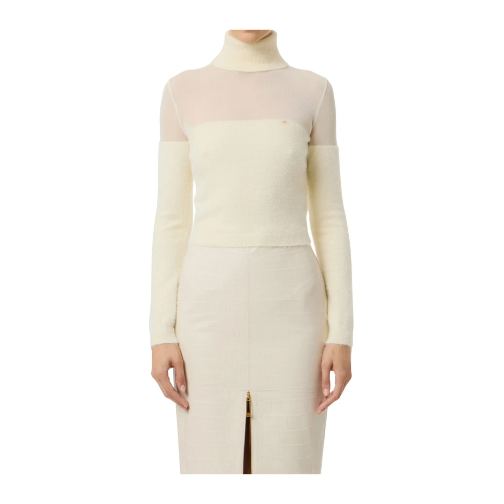 Elisabetta Franchi Women's White Chic Jumpers Collection - Turtlenecks - L - Knitwear