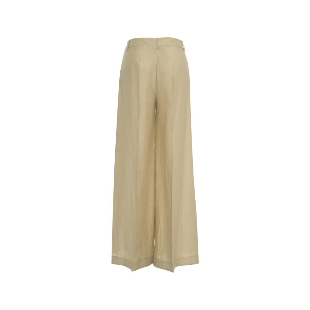 Kaos Stijlvolle Beige Wijde Linnen Broek Beige Dames