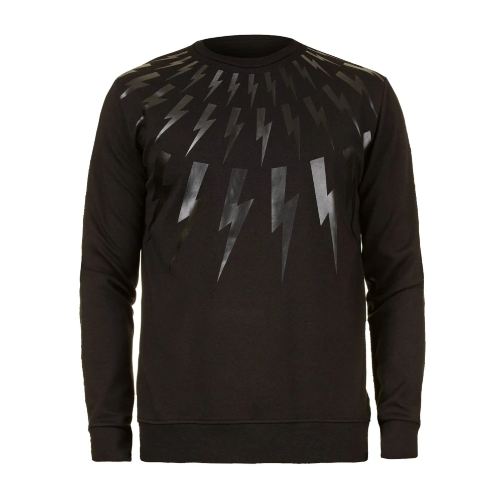 Neil Barrett Lightning Print Sweatshirt Black Heren