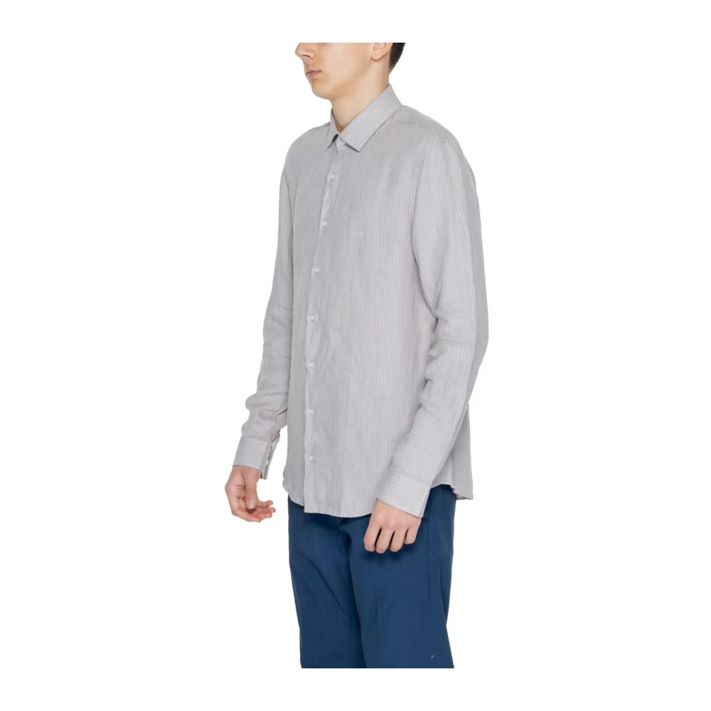 Calvin Klein Linnen lange mouwen overhemd Beige Heren
