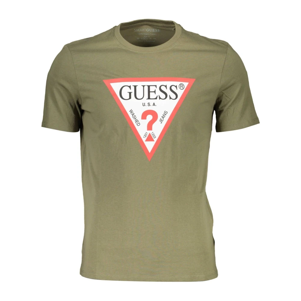 Guess Katoenen Slim Fit Tee met opvallende print Green Heren