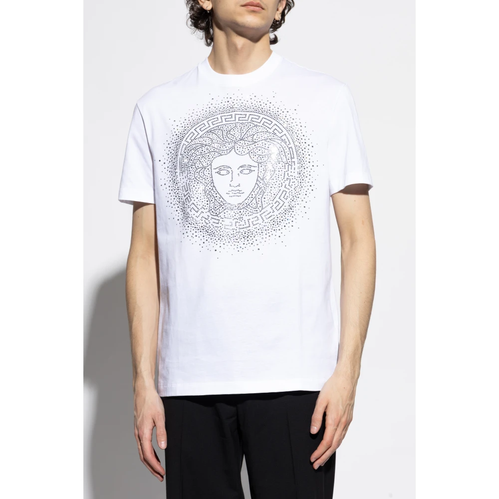 Versace T-shirt met glinsterende applicaties White Heren