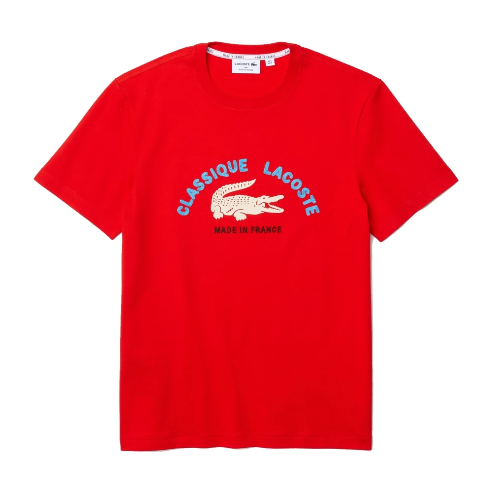 Lacoste Franse biologische rode geborduurde T-shirts Red Heren