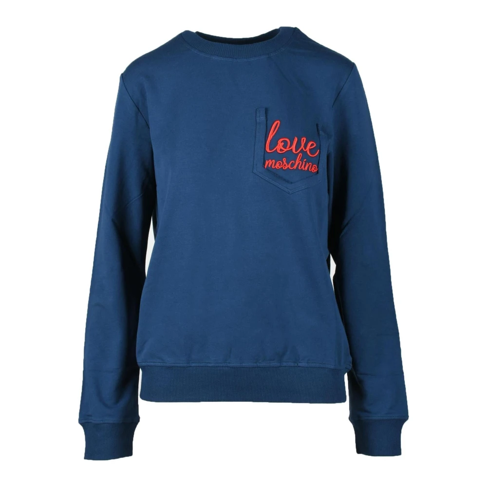 Love Moschino Linnen Katoen Gebreide Top Blue Dames