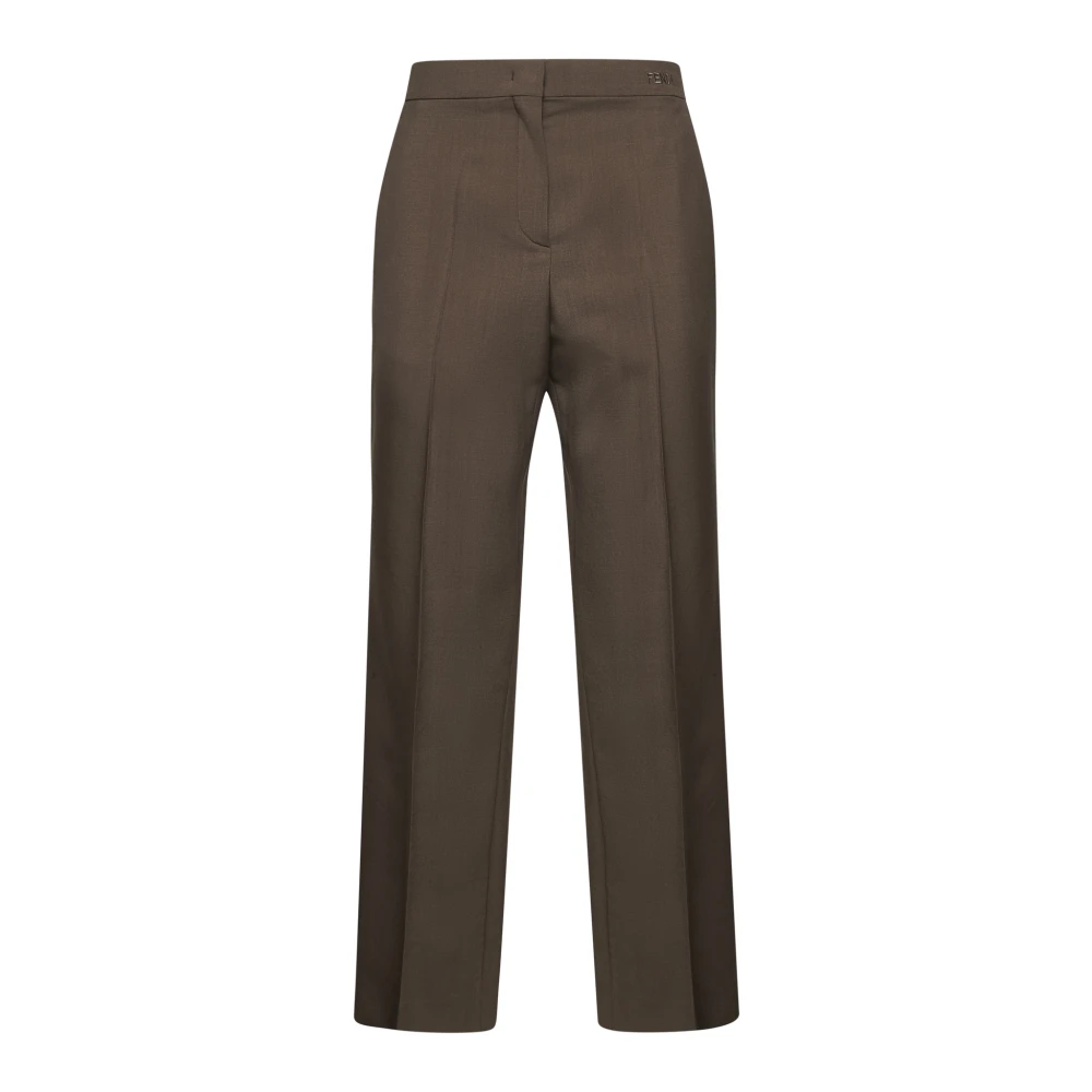 Fendi Donkergroene wollen broek Brown Dames