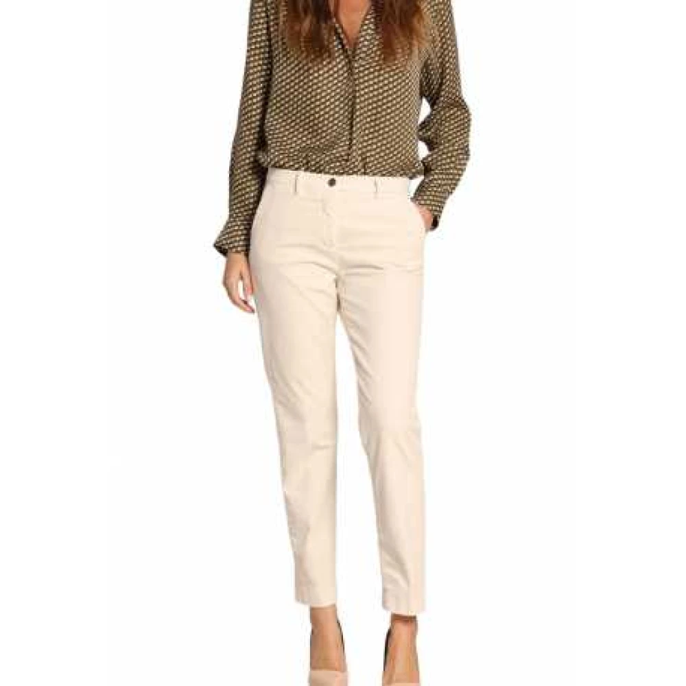 Mason's Ecru Velvet Chino Broek New York Regular White Dames