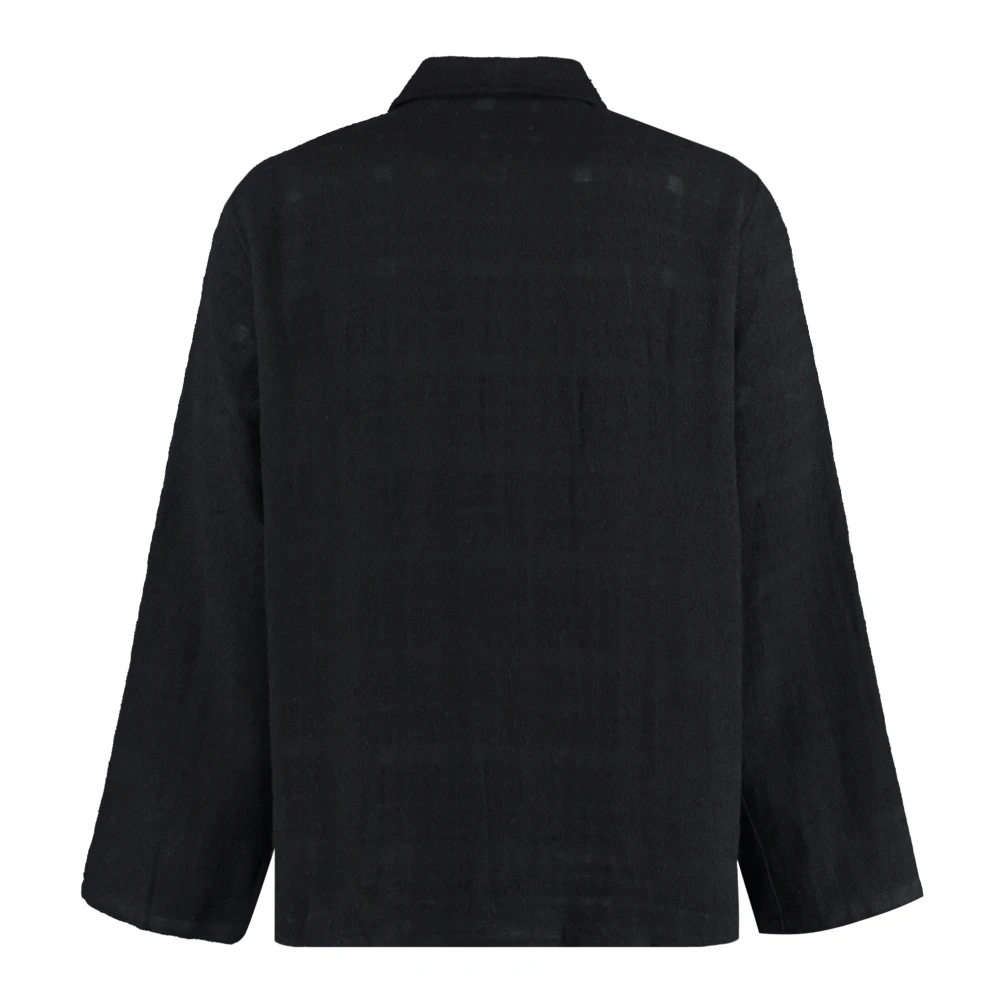 Our Legacy Klassieke Kraag Wolmix Overshirt Black Heren