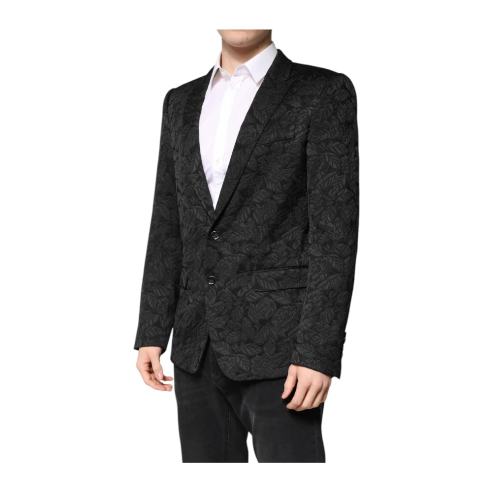 Dolce & Gabbana Martini Brocade Single-Breasted Blazer - Male - Blazers - Black - L - Jackets - Image 3