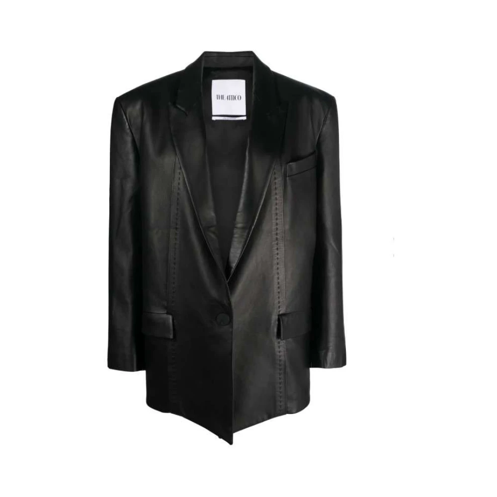 The Attico Luxe lamsleren blazer Black Dames