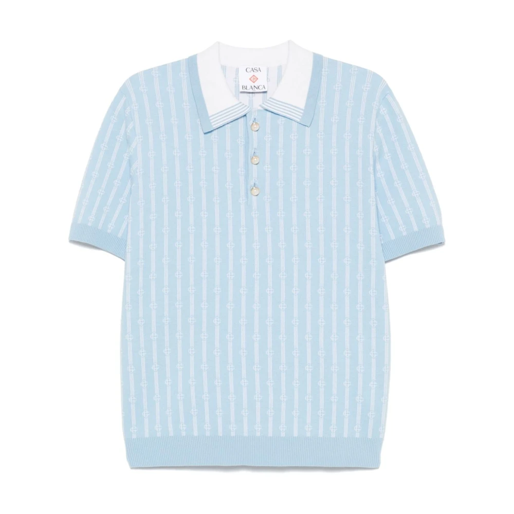 Casablanca Monogram Poloshirts en Polos Blue Heren