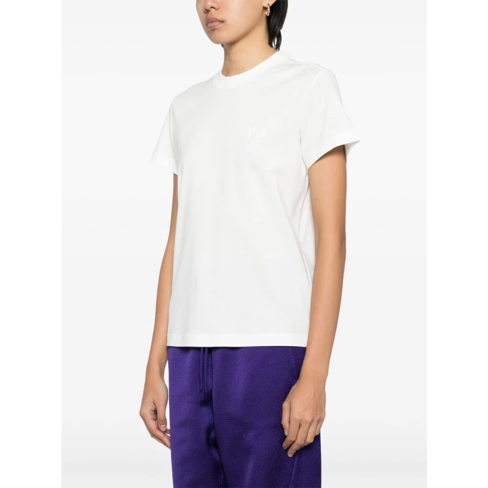 Y-3 Witte Katoenen Crew Neck Tee White Dames