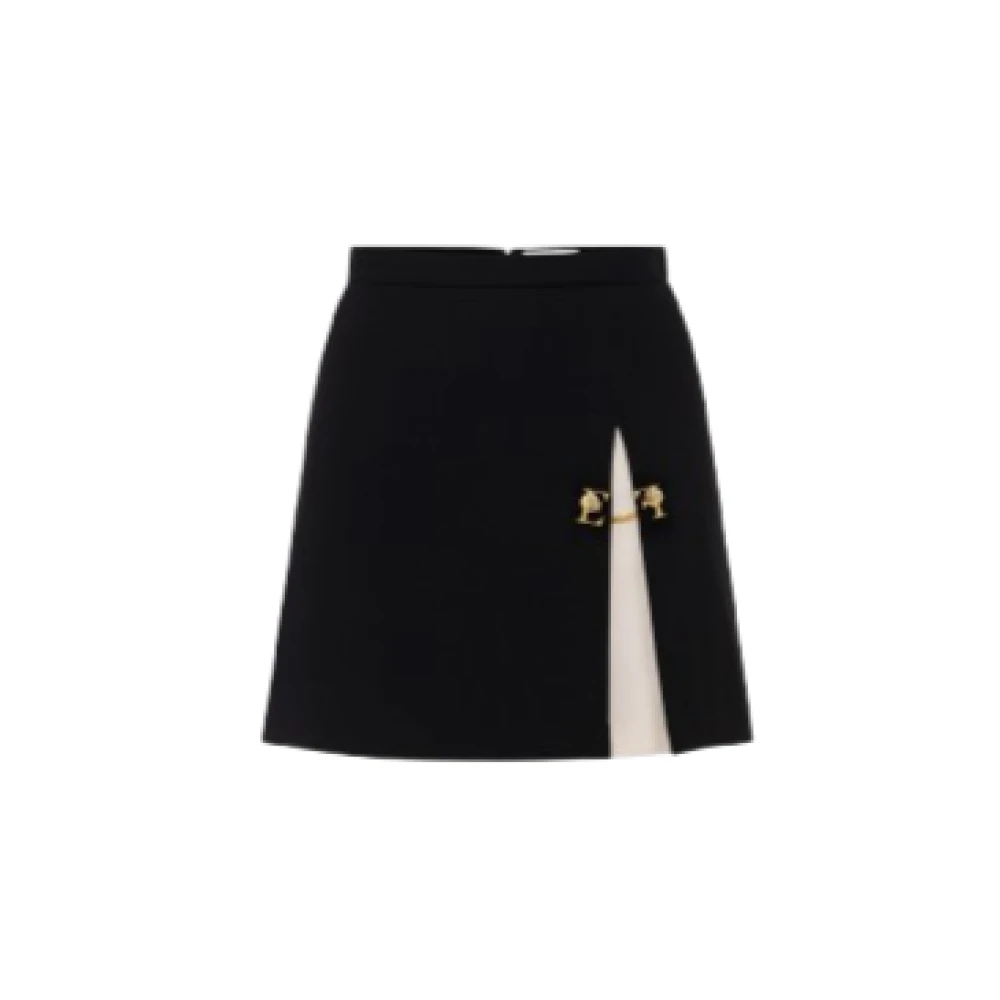Elisabetta Franchi Contrast Plooi Korte Rok met Manchetknoop Black Dames