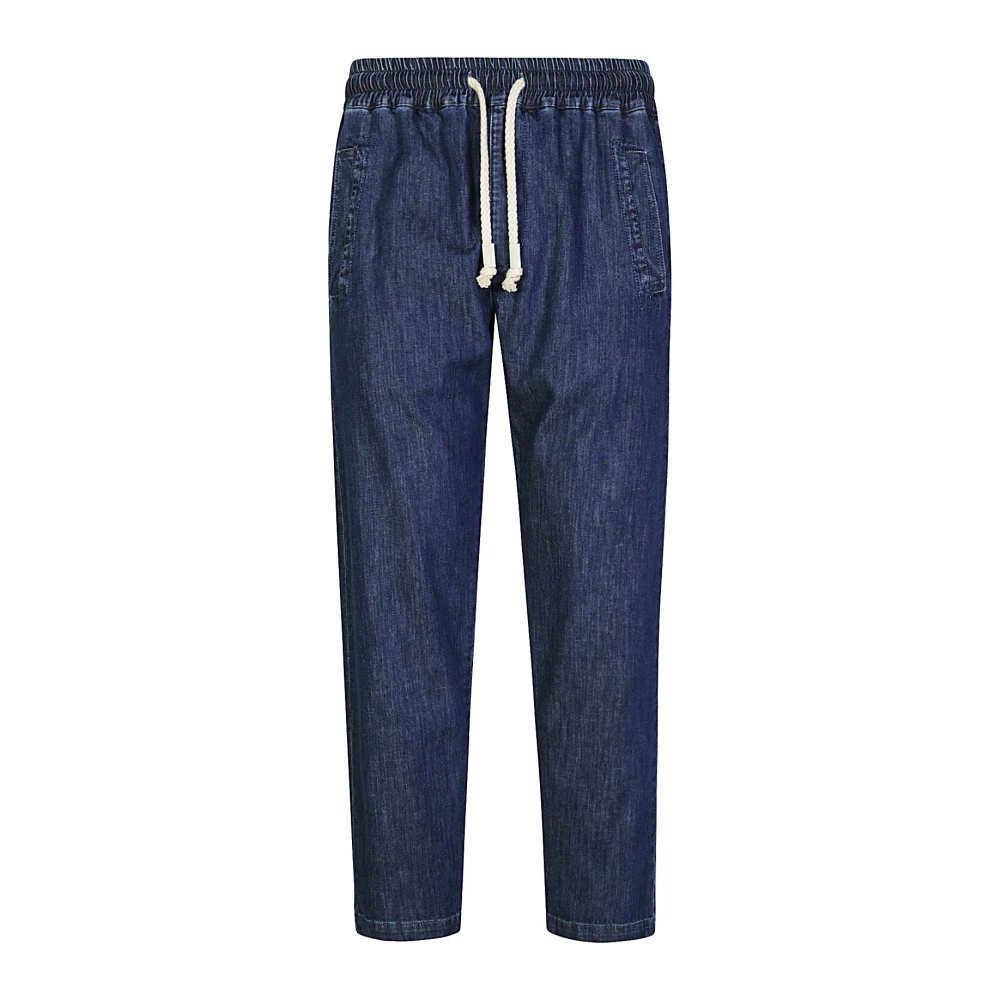 Eleventy Bomull Linne Stretch Jogger Byxor Blue, Herr