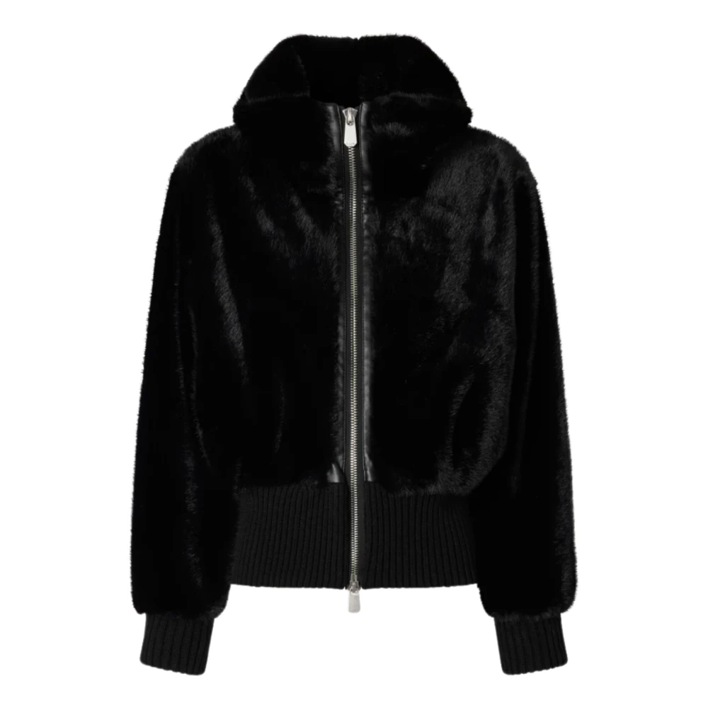 Pinko Women's Black Bagels Bomber - Faux Fur & Shearling Jackets - Xl - Jackets