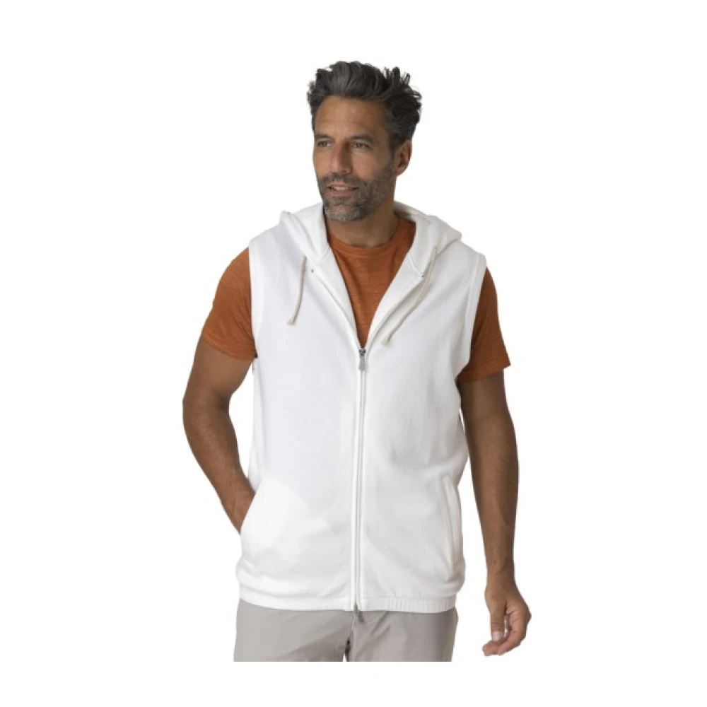 Eleventy Homme Blanc Vestes, Taille: Xl Sleeveless Sweat À Capuche