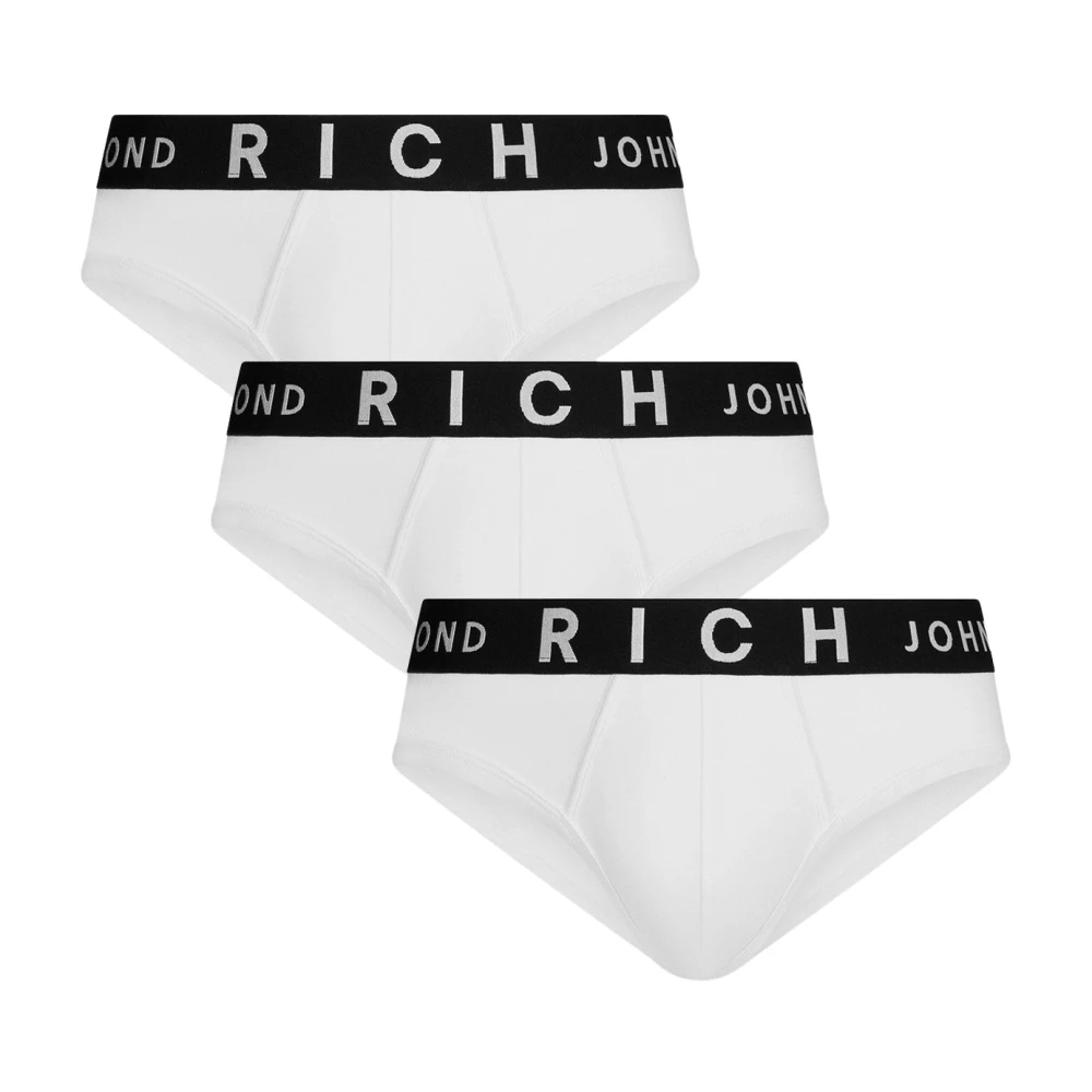 John Richmond Tripack laag uitgesneden witte katoenen geribbelde slips White Heren