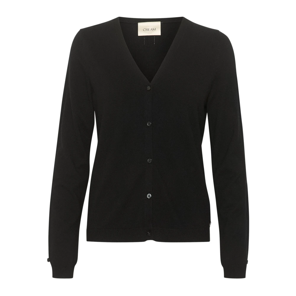 Cream Black Cardigans, Female, L, Knit Cardigan With V-Neck