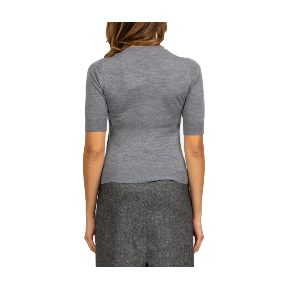 N21 Grijze Wollen Trui Korte Mouw Gray Dames