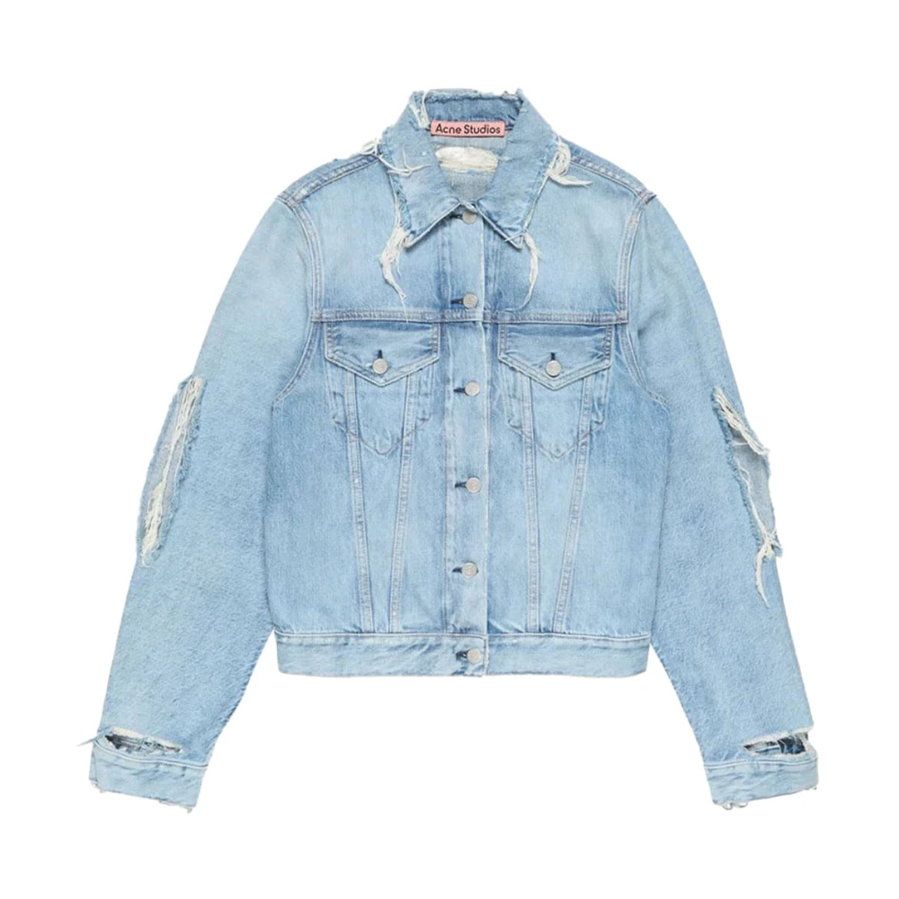Acne Studios Women's Blue Distressed Denim Jacket