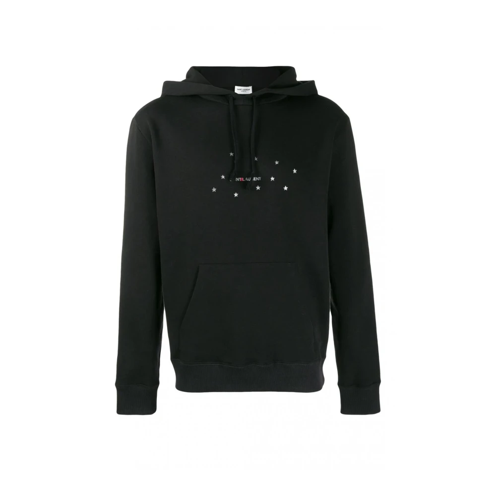 Saint Laurent Zwarte Cotton Hoodie met Logo Print Black Heren