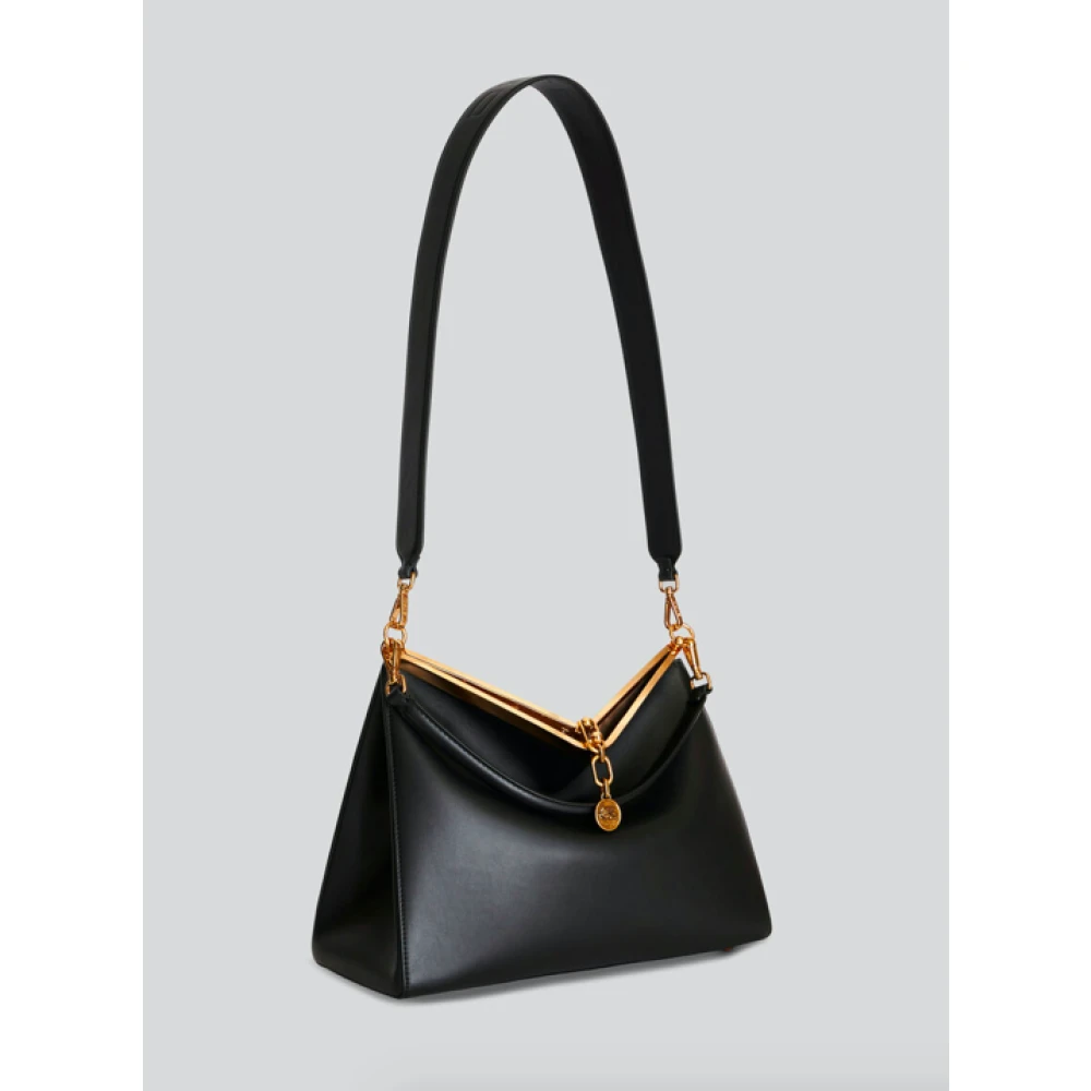 ETRO Zwarte Leren Schoudertas Vela Black Dames