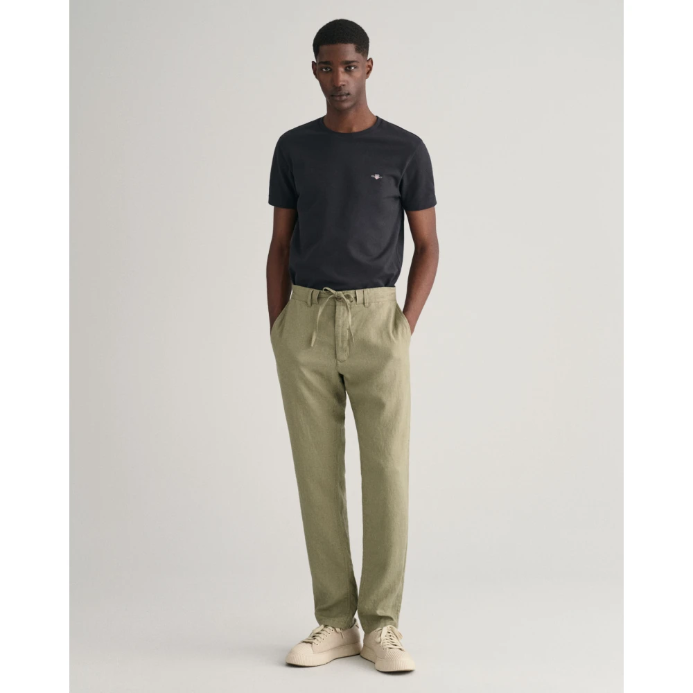 Gant Relaxed Linnen Broek Green Heren