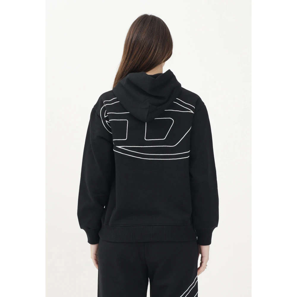 Diesel Zwarte hoodie met Oval D-logo Black Dames