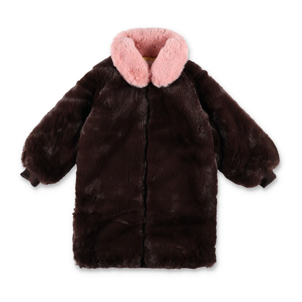 Mini Rodini Brun Faux Fur Krage Kappa Brown, Flicka