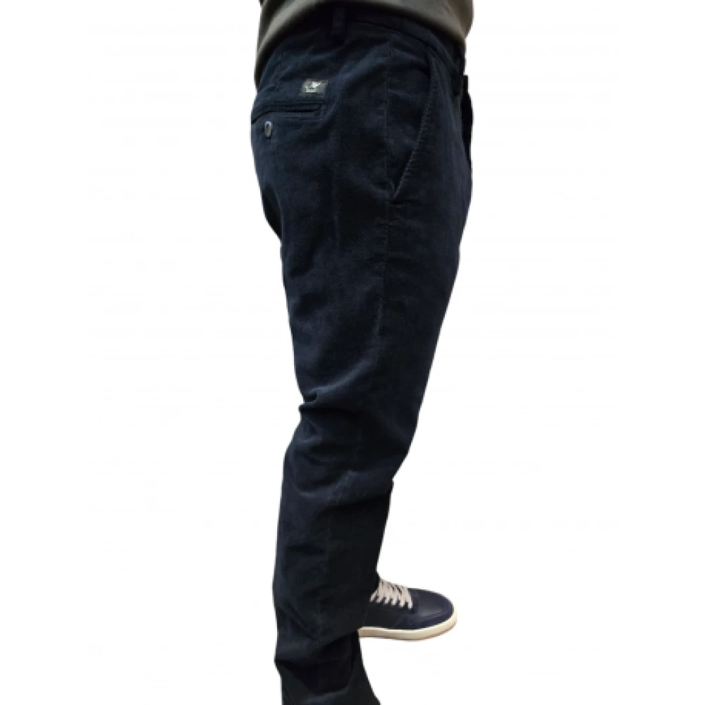 Mason's Navy Geborstelde Katoenen Chino's Blue Heren
