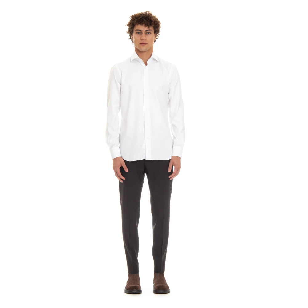 Barba Witte Oxford Katoenen Maatwerk Overhemd White Heren