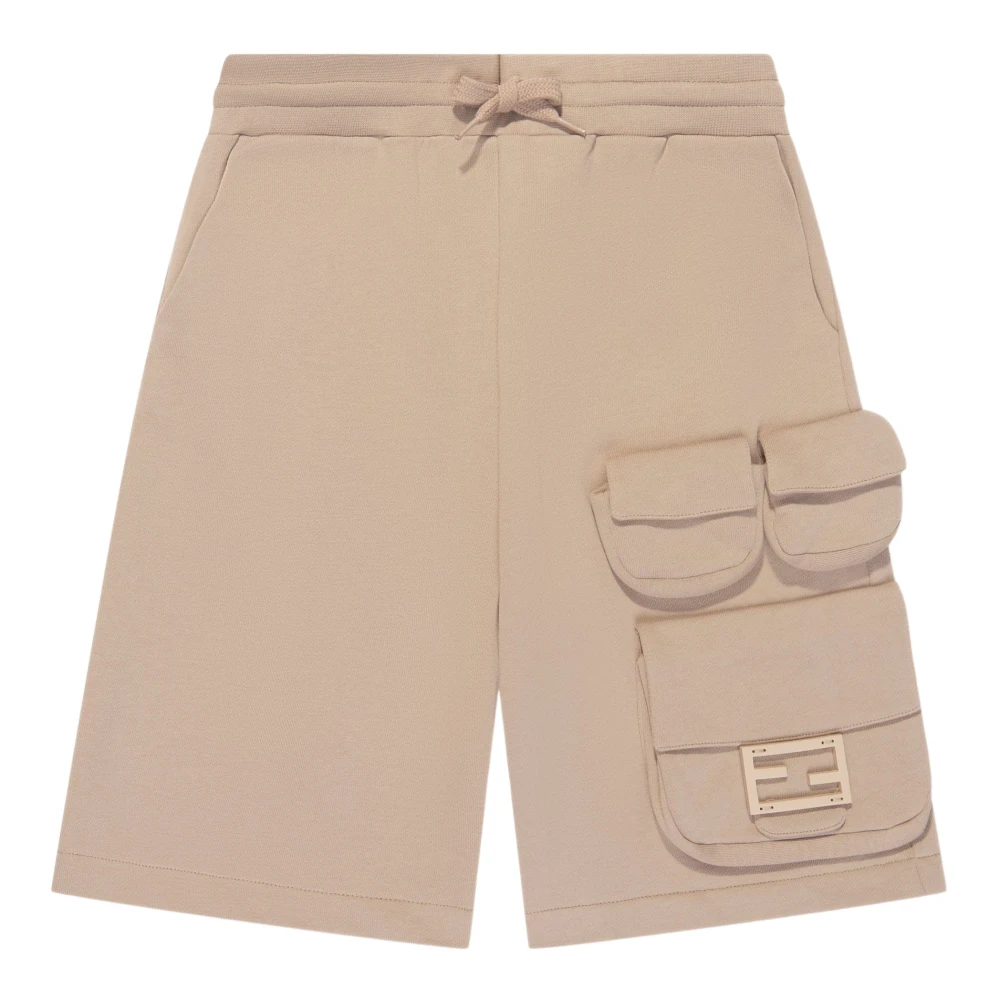 Fendi Boys Beige Baguette Pocket Cargo Shorts