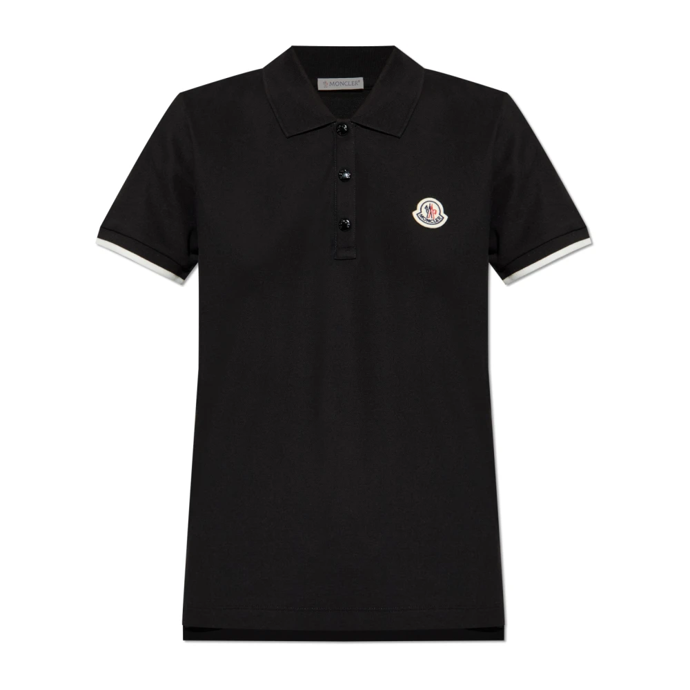 Moncler Women's Black Polo With Logo - Polo Shirts - S - Tops