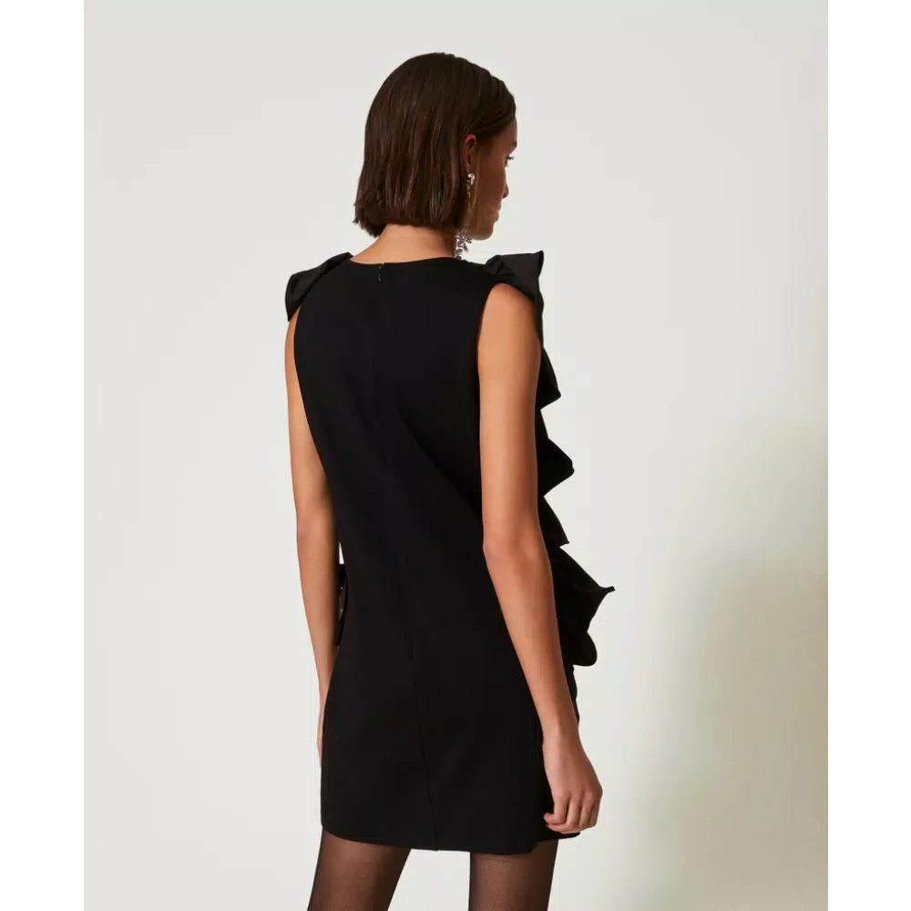 Twinset Zwarte Ruche Korte Jurk Black Dames