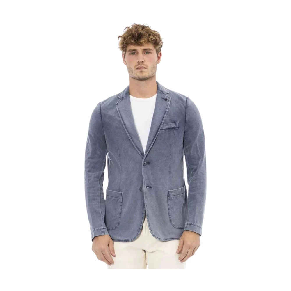 Distretto12 Blauwe Katoenen Jas voor Heren Blue Heren