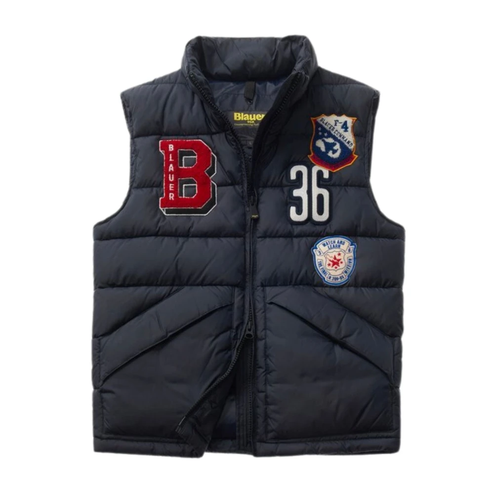 Blauer Heren Jackson Patch Geruite Vest Blue Heren