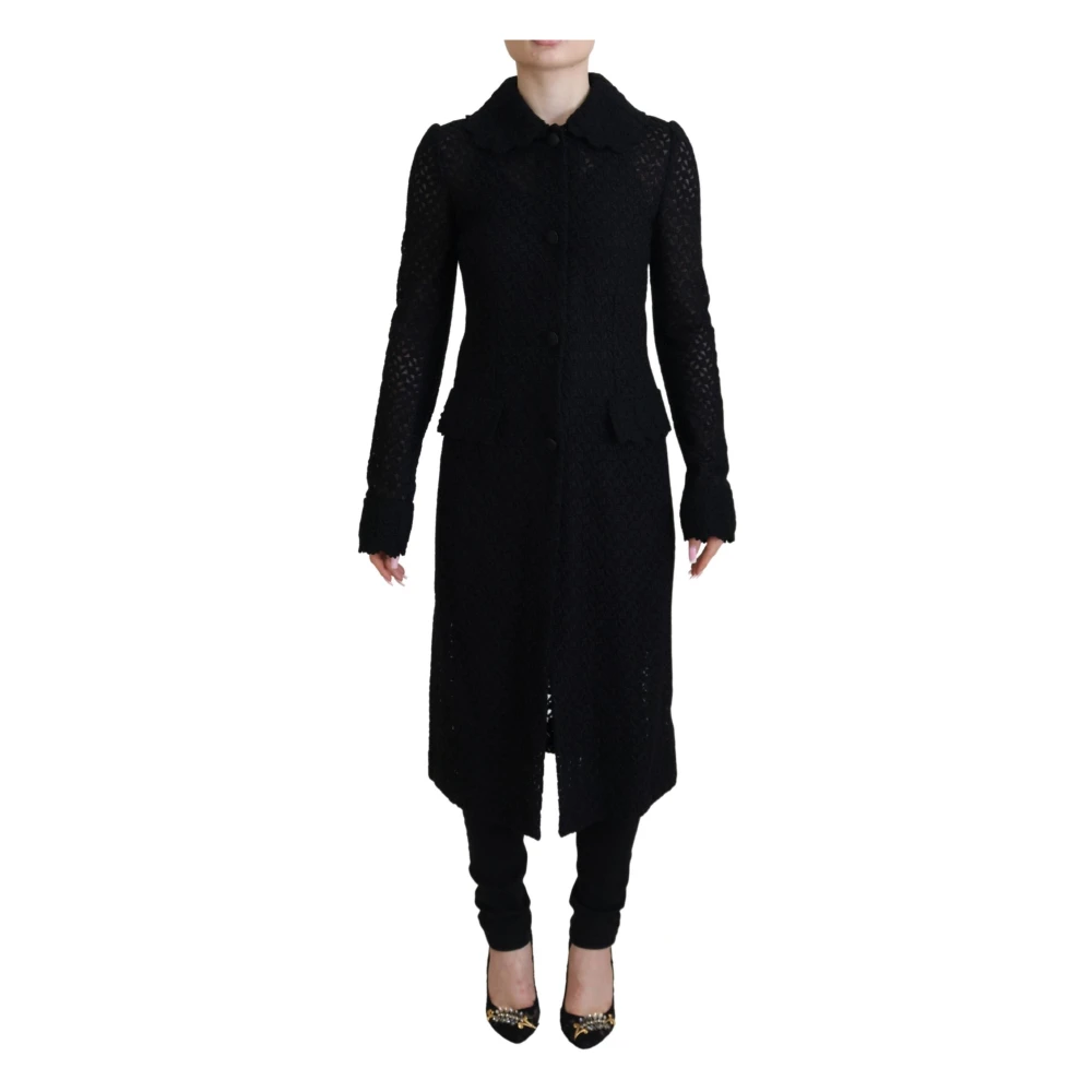 Dolce & Gabbana Classic Knit Long Jacket With Button Front - Female - Knitted Dresses - Black - S - Dresses