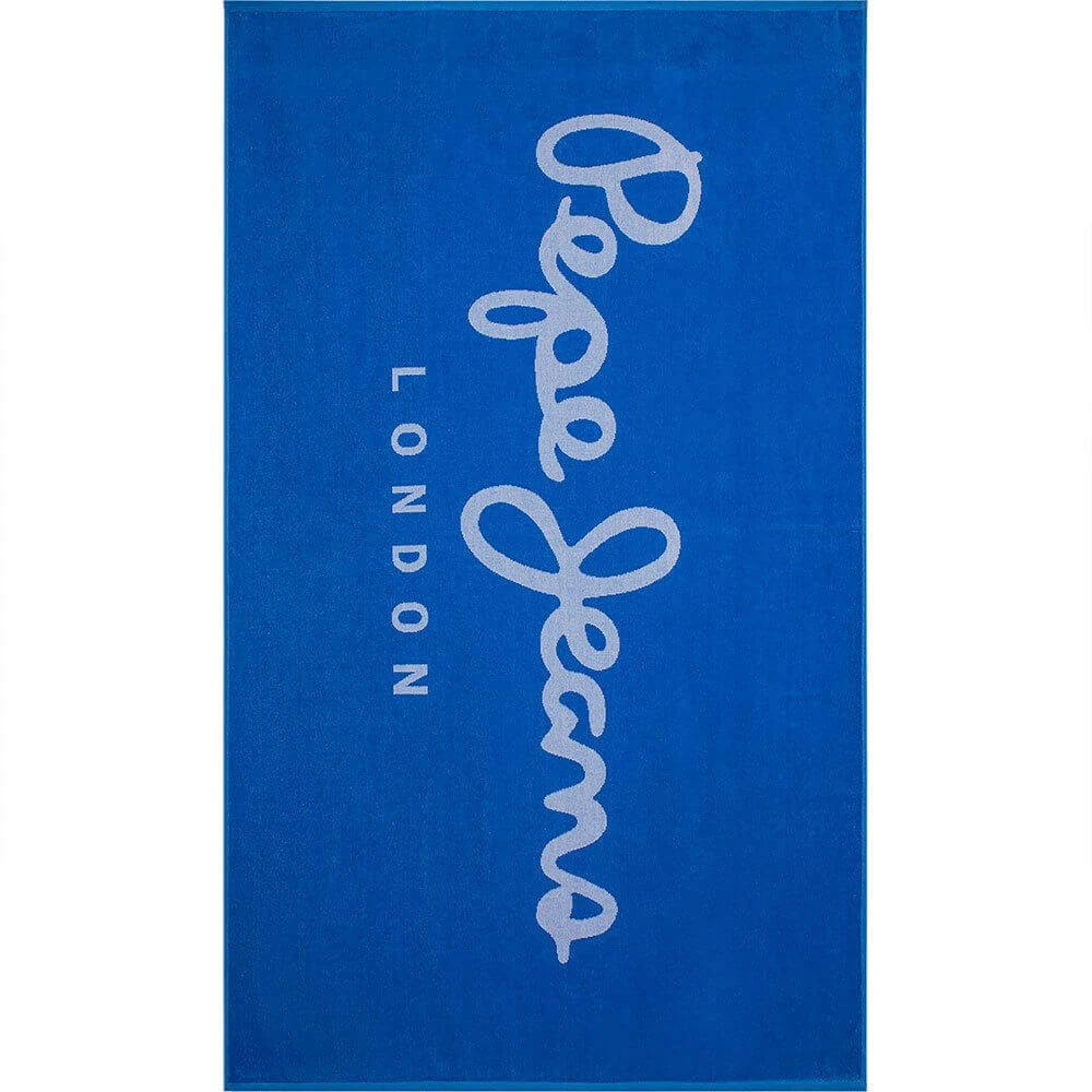 Pepe Jeans Blauwe Strandhanddoek met Logoprint Blue Unisex