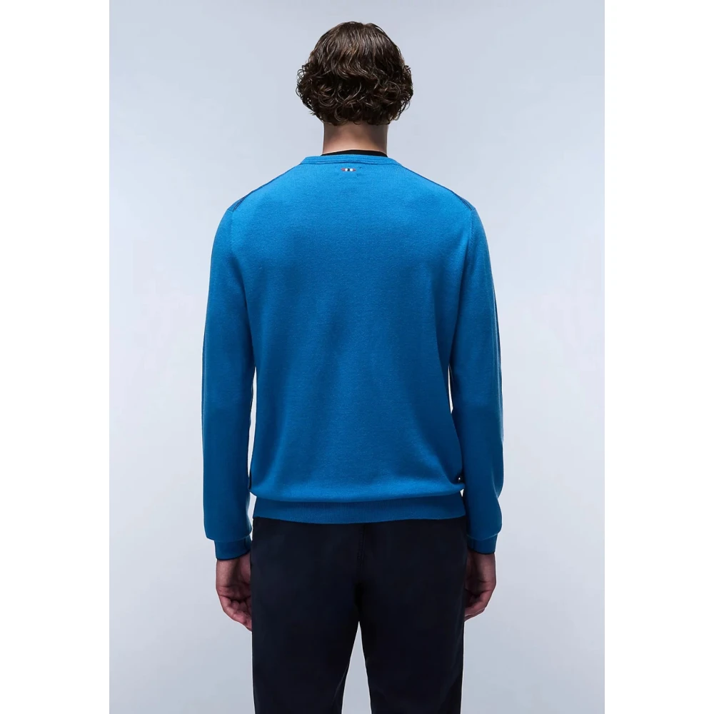 Napapijri Blauwe Saffier Wollen Trui Damavand Blue Heren