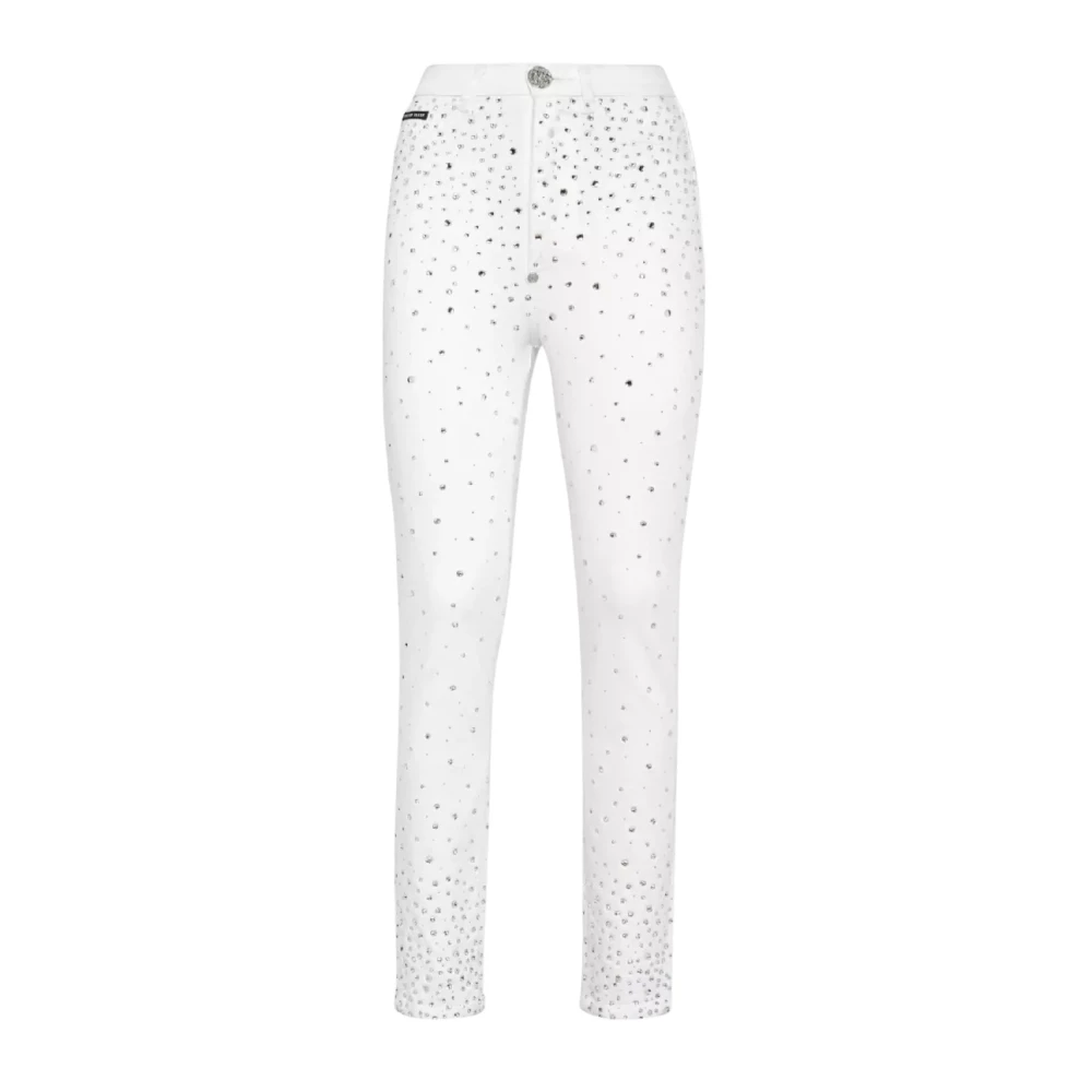 Philipp Plein Witte kristal Super High Waist jeans White Dames