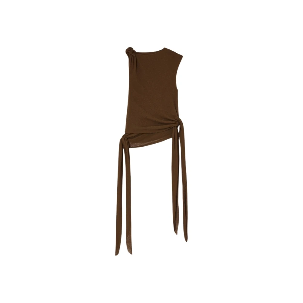 Ganni Brown Marl Mesh Top - Female - Sleeveless Tops - S - Tops
